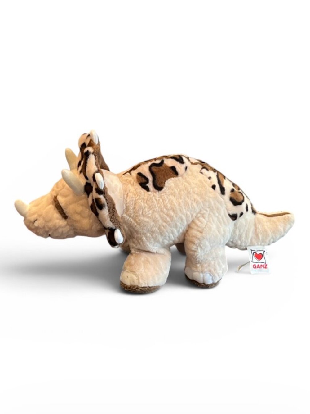GANZ WEBKINZ Triceratops Dinosaur HM422 Beige and Brown Leopard-Print Plush Toy